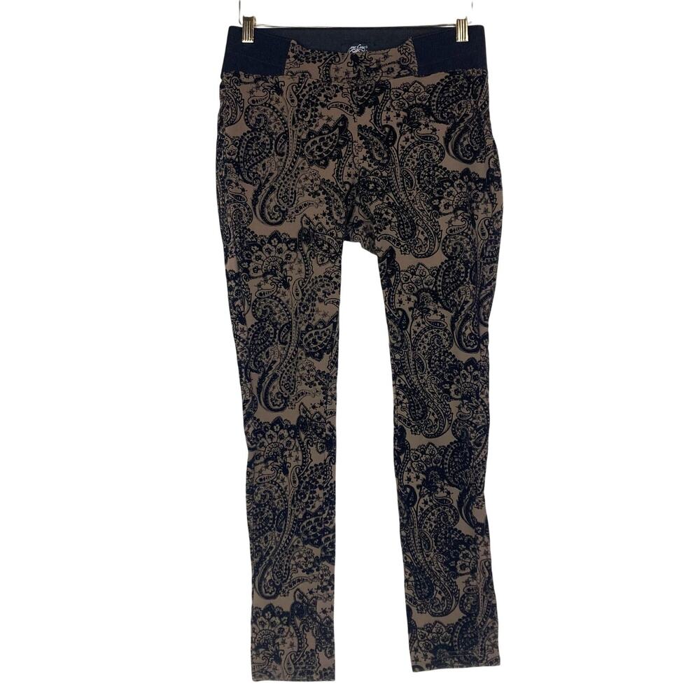 One5One Jacquard Pant Maternity Women S Taupe Brown Black Velour Paisley Stretch